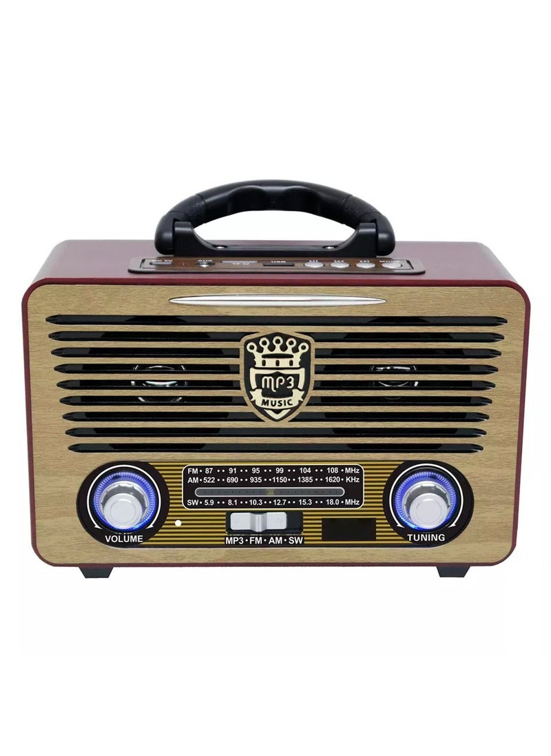 LIMOS - M-115 Portable Vintage Shortwave Radio with Bluetooth Speaker Rechargeable Battery - Image 1
