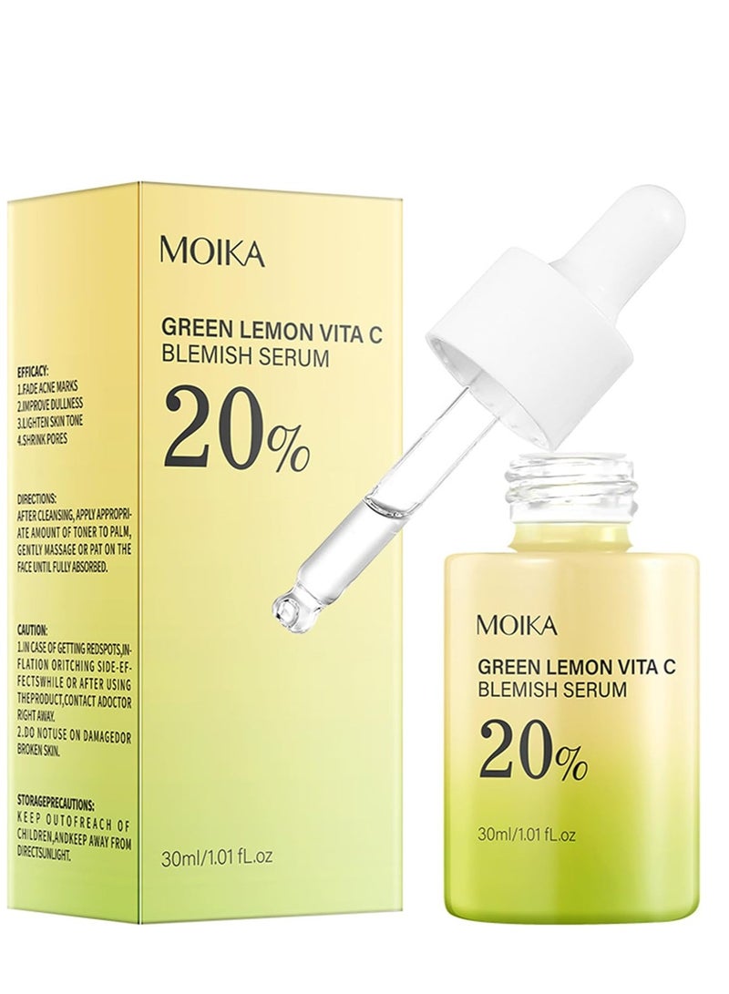 MOIKA Green Lemon Vitamin C Facial Serum,Hydrating and Firmming,Reduce Wrinkles,SkinTightening Smooths Skin,For All Skin Types,Vegan(1 fl oz) - Image 1