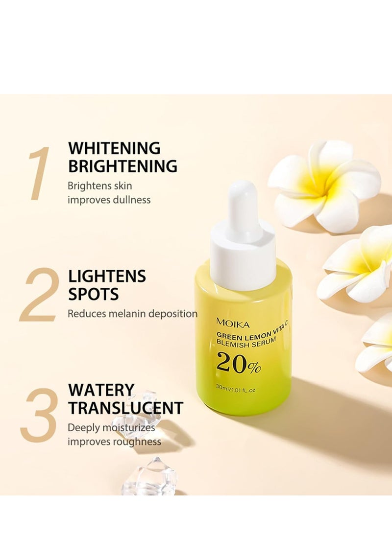 MOIKA Green Lemon Vitamin C Facial Serum,Hydrating and Firmming,Reduce Wrinkles,SkinTightening Smooths Skin,For All Skin Types,Vegan(1 fl oz) - Image 3