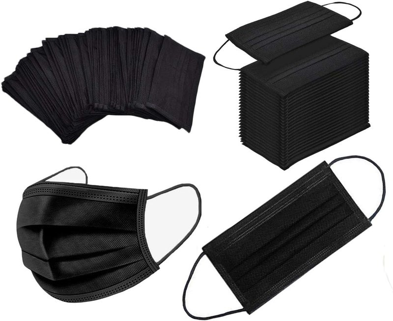 NNPCBT Generic 100PCS 3 ply black disposable face shield filter protection - Image 3