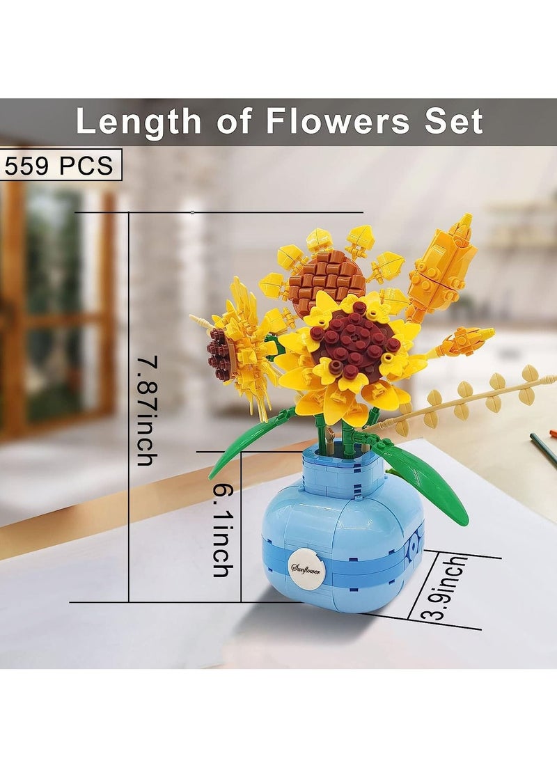 SYOSI Flowers Bouquet Building Set, Plant Display Decor Set for The Home or Office, Creative Gift for Adults and Age 14+  - Image 5