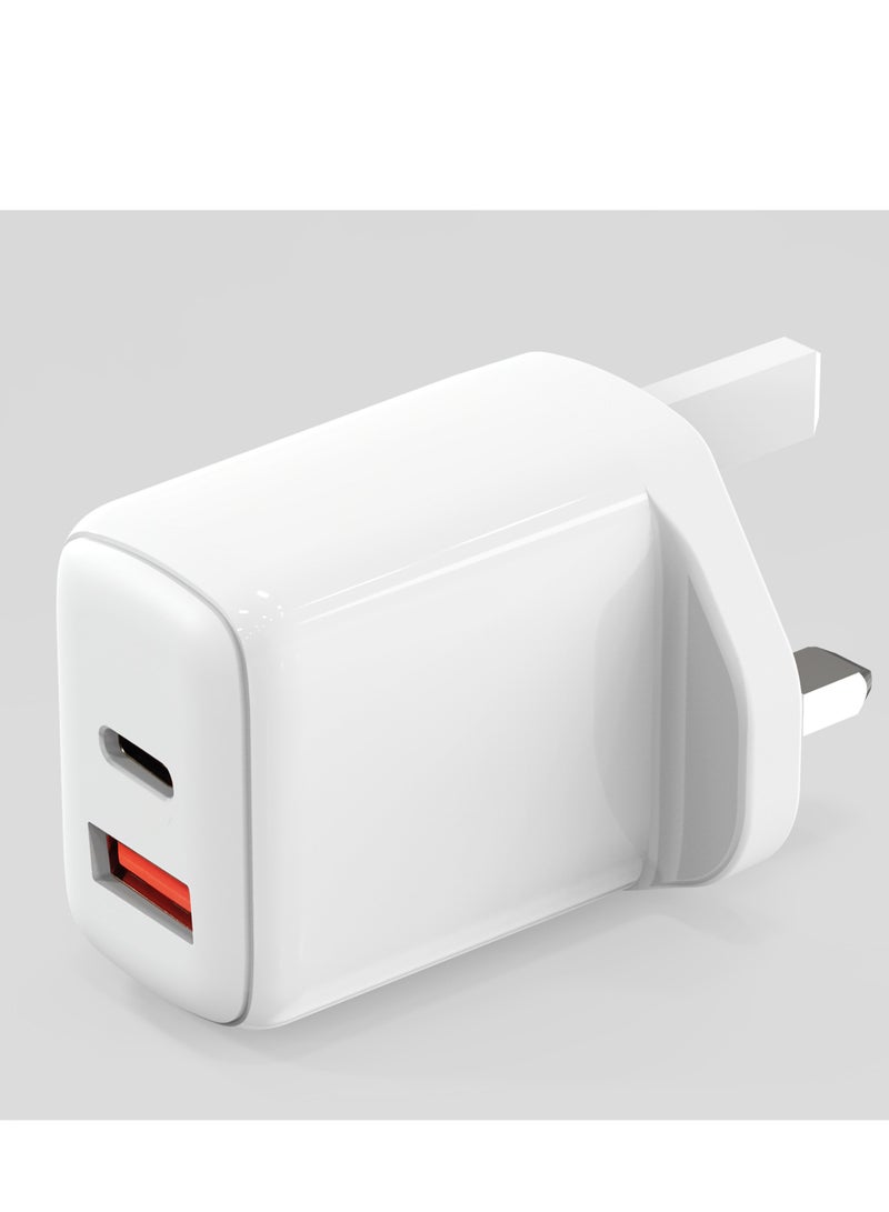 ProOne ProOne PWC585 20W PD & QC3.0 Dual Port Wall Charger with 3-in-1 Anti-Knotted Fast Charging Cable (Micro, Lightning, Type-C) , Compact UK Plug, High-Speed USB-A & Type-C Outputs for Universal Compatibility, White  - Image 4
