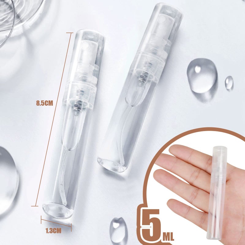 Fandamei 60PCS 5ml Mini Spray Bottle, Mini Clear Plastic Spray Bottle Empty, Fine Mist Refillable Mini Perfume Bottle, Perfume Atomizer, Small Empty Sample Containers, Plastic Portable Travel Bottle - Image 2
