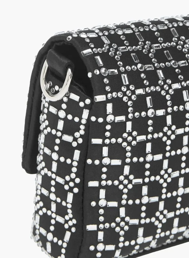 MISSY Womens Missy Embellished Crossbody Bag With Snap Button Closure And Chain Strap