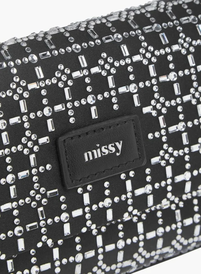 MISSY Womens Missy Embellished Crossbody Bag With Snap Button Closure And Chain Strap