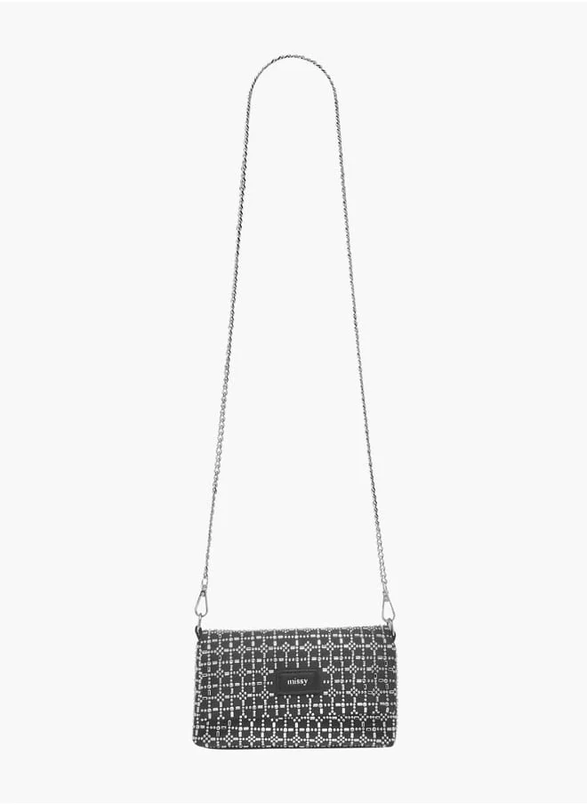 MISSY Womens Missy Embellished Crossbody Bag With Snap Button Closure And Chain Strap