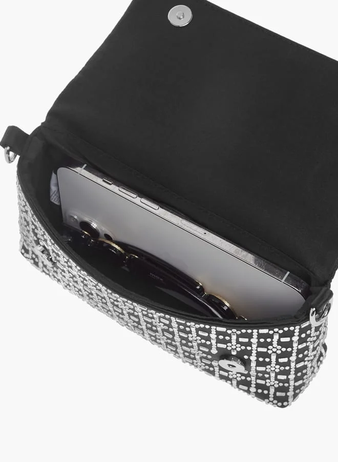 MISSY Womens Missy Embellished Crossbody Bag With Snap Button Closure And Chain Strap