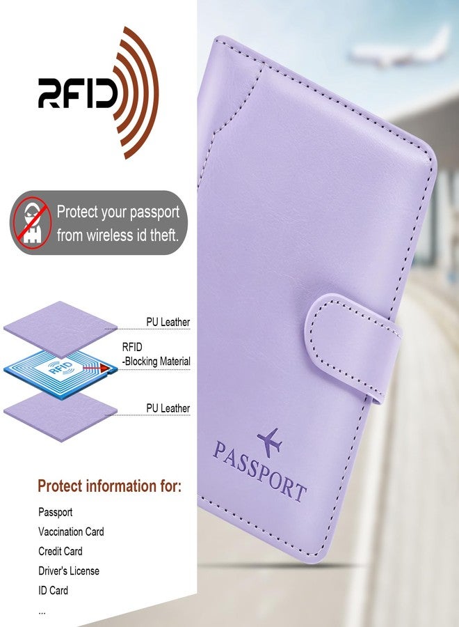 Herain Passport Holder & Case - Family Travel Combo With Passport & Vaccine Card Holder, D-magnetic clasp-light purple, 5.8 inches x 4.3 inches x 0.5 inches, Magnetic Clasp - Image 5