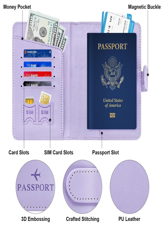 Herain Passport Holder & Case - Family Travel Combo With Passport & Vaccine Card Holder, D-magnetic clasp-light purple, 5.8 inches x 4.3 inches x 0.5 inches, Magnetic Clasp - Image 4