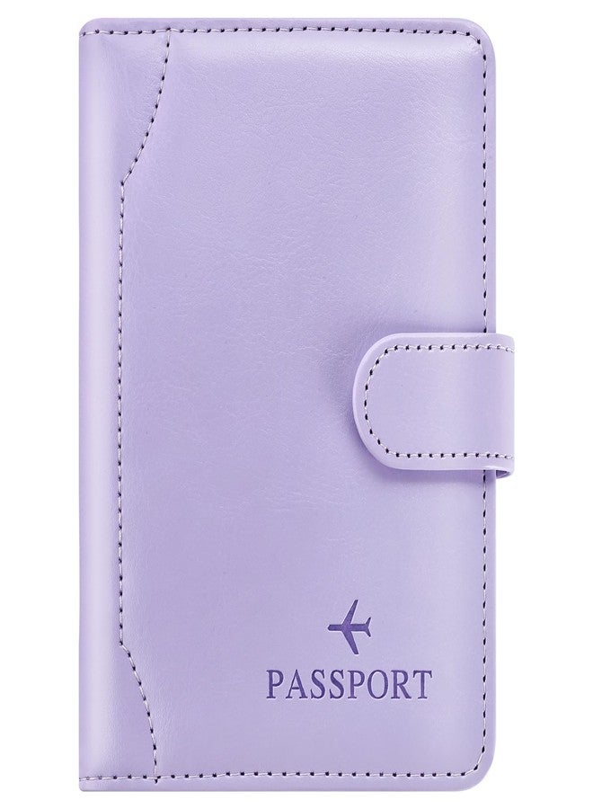 Herain Passport Holder & Case - Family Travel Combo With Passport & Vaccine Card Holder, D-magnetic clasp-light purple, 5.8 inches x 4.3 inches x 0.5 inches, Magnetic Clasp - Image 1