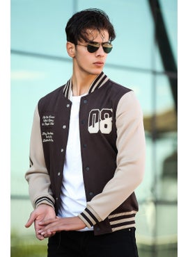 Miron Men's 08 College Jacket Regular Fit-Beige-Brown  - Image 3