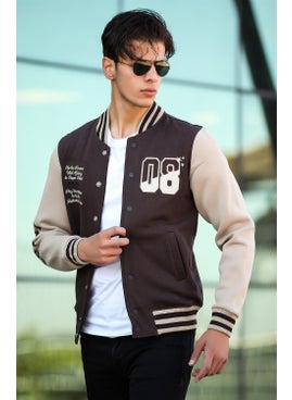 Miron Men's 08 College Jacket Regular Fit-Beige-Brown  - Image 1
