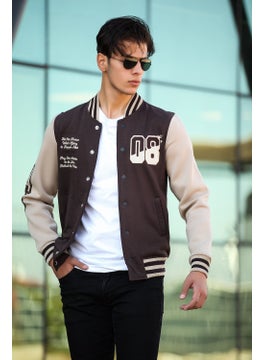 Miron Men's 08 College Jacket Regular Fit-Beige-Brown  - Image 2