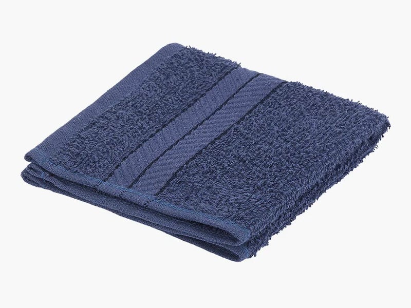 TIQH Cotton 500 GSM Striped Super Soft High Absorbent Hand, Gym & Workout Towel (Set of 1) Navy - Image 2