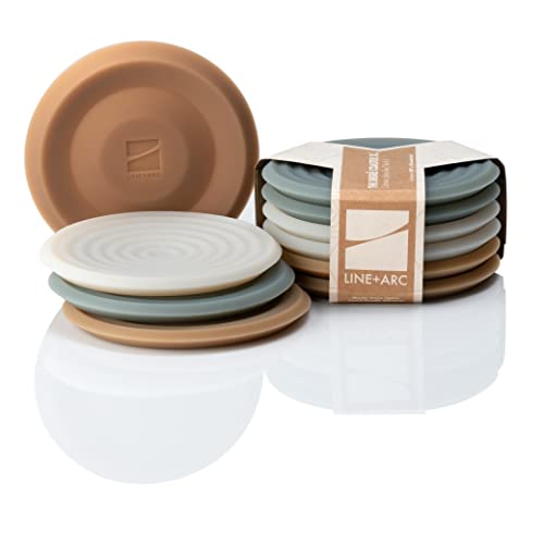 LINE+ARC Extra Thick Silicone Coasters (As Seen in NYTimes WireCutter) Waterproof Anti-Stain Heat-Safe Dishwasher-Safe Degrē Coasters XL (Set of 6 Joshua Tree) Outdoor Rubber Mid-Century Modern - Image 1