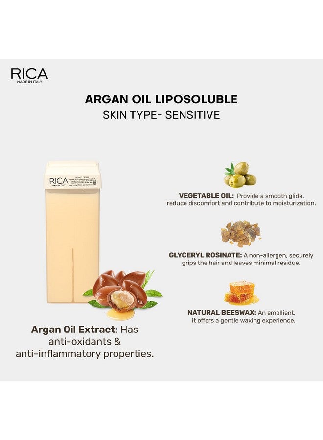 Rica عبوة إعادة تعبئة شمع الأرجان ريكّا لإزالة الشعر للرجال والنساء 100 مل، (عبوة من 2) مع سخان شمع رول أون واحد وشرائح شمع، مجموعة هدايا 4 قطع - Image 4