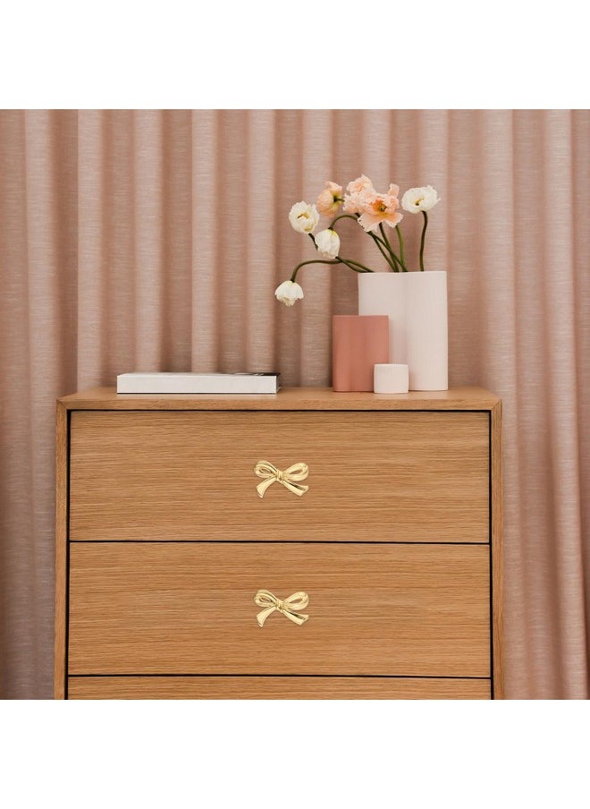 DOITOOL DOITOOL Brass Bow Shape Cabinets Knobs: Gold Drawer Pulls Decorative Bow Knobs Cupboard Pull Handles for Home Kitchen Cabinet Hardware Cupboard Dresser Wardrobe and Drawer Pulls - 2 Pack  - Image 2