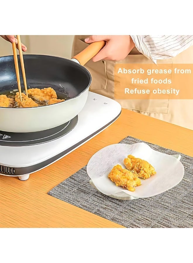 50 قطعة من ورق امتصاص الزيت للطهي - غشاء مرشح محب للماء بدرجة غذائية، أوراق ماصة للزيت للاستخدام الواحد للشوربات والأطعمة المقلية والخبز - ماص للدهون في المطبخ، سهل الاستخدام وخالٍ من الفوض. - Image 2