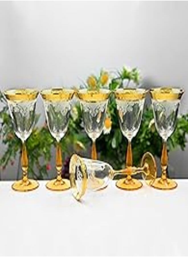 segaey Segaey ANTIQUE Czech Glass143869 /Golden Honey Laser engraved/ 6 Pcs/Elegant design, Trusted Brand, Attractive shape of Sparkling Drink,Smoothies, Juices, Cocktails/High Quality Materials 
