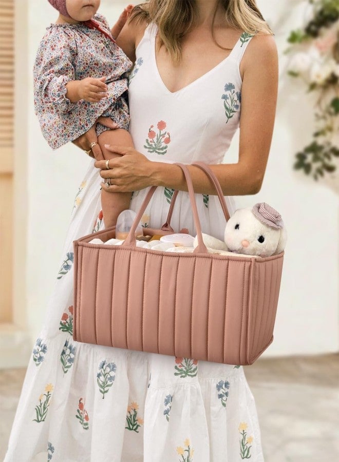 Prplet Baby Diaper Organizer Caddy Baskets – Large Nursery Storage Basket with Handles, Removable Dividers & Multiple Compartments | Diaper Bag for New born Essentials, Toys, Wipes, Bottles (Pink) - Image 5