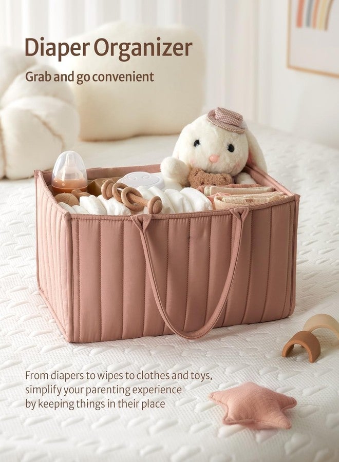 Prplet Baby Diaper Organizer Caddy Baskets – Large Nursery Storage Basket with Handles, Removable Dividers & Multiple Compartments | Diaper Bag for New born Essentials, Toys, Wipes, Bottles (Pink) - Image 4