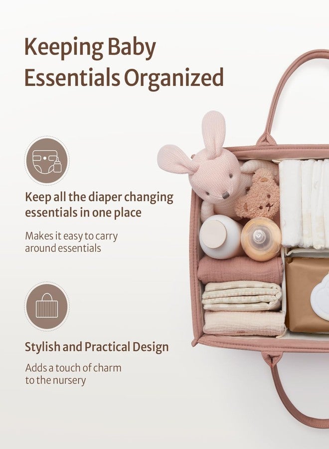 Prplet Baby Diaper Organizer Caddy Baskets – Large Nursery Storage Basket with Handles, Removable Dividers & Multiple Compartments | Diaper Bag for New born Essentials, Toys, Wipes, Bottles (Pink) - Image 2