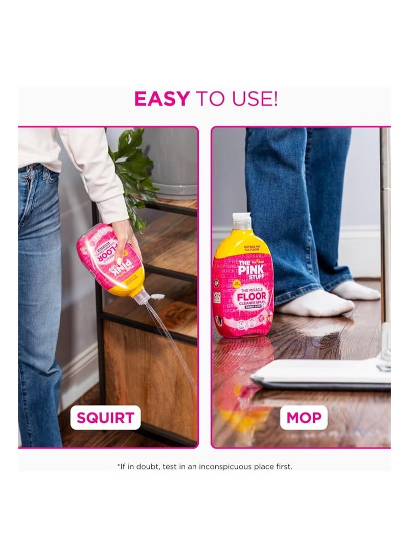 بينك ستاف رذاذ منظف الأرضيات المعجزة، تركيبة سريعة الجفاف، لا يحتاج إلى ماء، مناسب للنباتيين، مناسب لجميع الأرضيات - برائحة الراوند المنعشة، 750 مل - Image 2