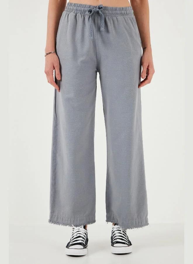 Lela Lela Cotton Relaxed Fit High Waist Wide Leg Trousers Women's Pants 668YP5275