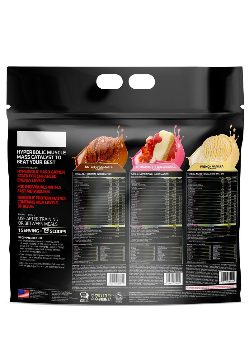 USN - USN Hyperbolic Mass Chocolate 6kg: High Calorie Mass Gainer Protein Powder for Fast Muscle Mass and Weight Gain, With Added Creatine and Vitamins - Image 1