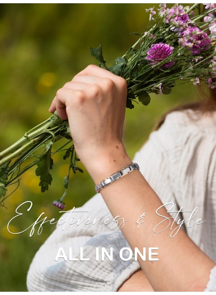 bebeFuture Elegant Two-Tone Stainless Steel Chain Bracelet for Women - Adjustable Link Design - Image 4