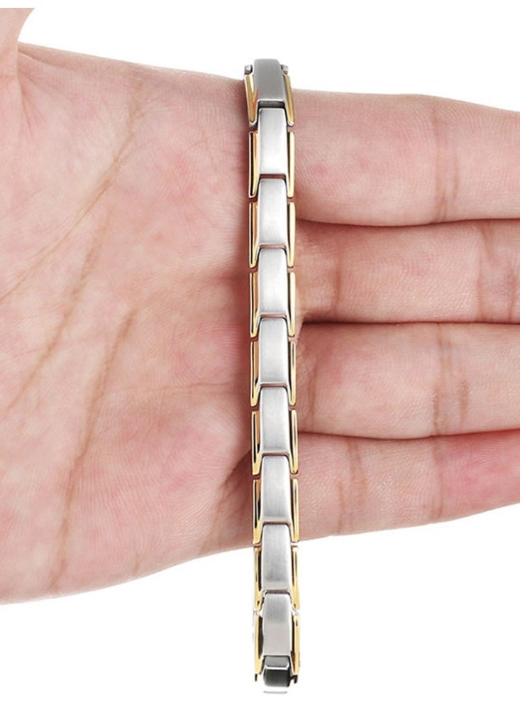 bebeFuture Elegant Two-Tone Stainless Steel Chain Bracelet for Women - Adjustable Link Design - Image 5