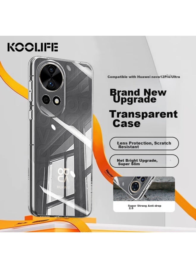 Koolife Case For Huawei Nova 12 Pro And Nova 12 Ultra, Transparent Shockproof Full Protection Silicone Case With Air Cushion, Ultra-thin Anti-drop Trendy Design For Men And Women - Image 1