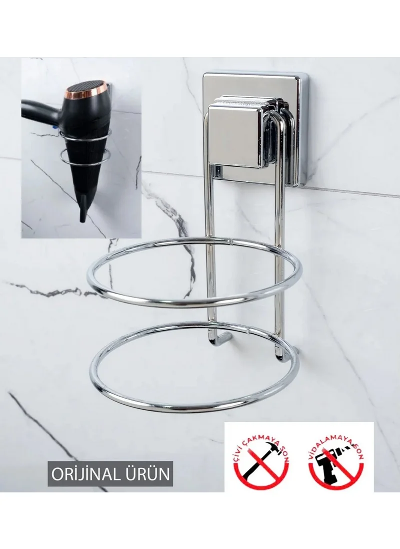 BarkoFix Square Strong Paste Adhesive Hair Dryer Hanger, Chrome Blow Dryer Blow Dryer Holder 615