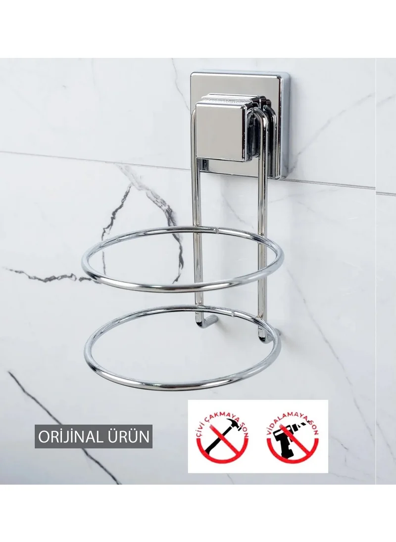 BarkoFix Square Strong Paste Adhesive Hair Dryer Hanger, Chrome Blow Dryer Blow Dryer Holder 615