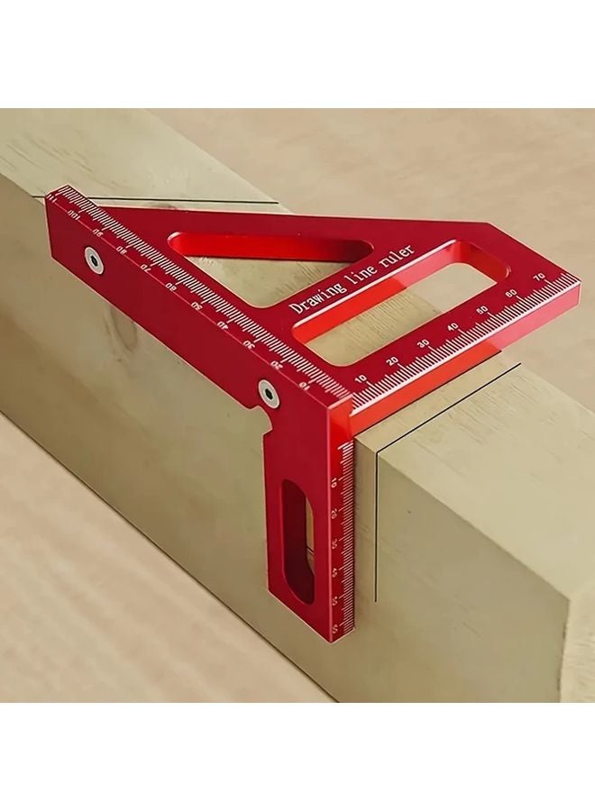 Red 45 90 Degree Aluminum Woodworking Square High Precision Angle Measuring Ruler - Image 2