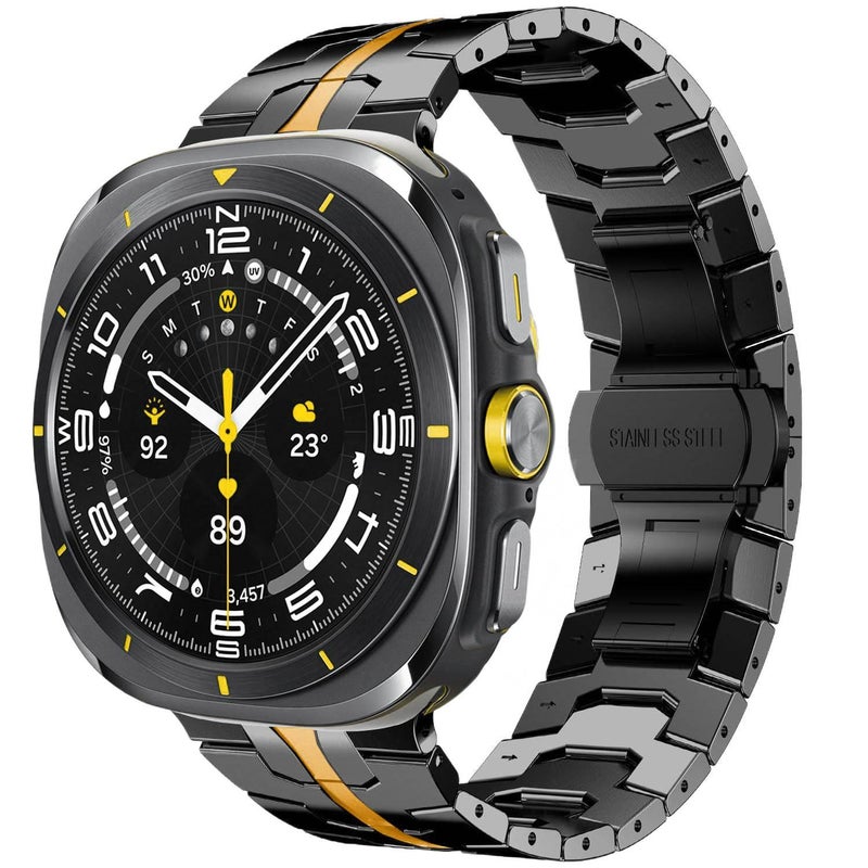 Adjustable Stainless Steel Link Smartwatch Band Compatible with Samsung Galaxy Watch 8 with Fit Replacement Strap in Gold for Daily Wear - Image 3