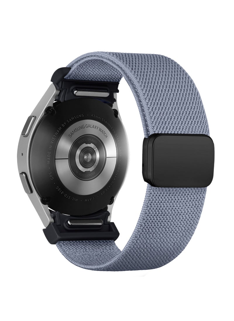 Generic 1 x 5 pcs Adjustable Elastic Nylon Strap for Samsung Watch4/5/6 20mm blue gray 
