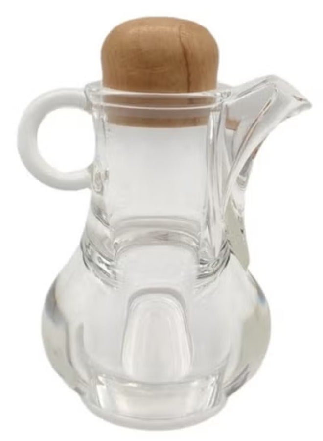 موزع الخل والزيت، زجاجة زيت بغطاء خشبي، موزع زيت زيتون مع غطاء مضاد للاوساخ، 75 مل، مانعة للتسرب وخالية من التنقيط - Image 3