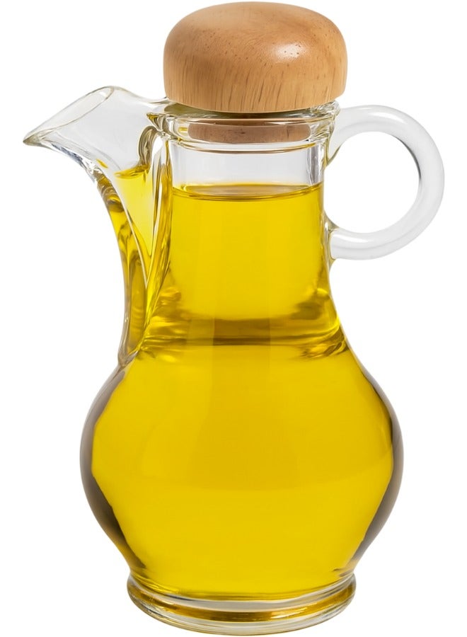 موزع الخل والزيت، زجاجة زيت بغطاء خشبي، موزع زيت زيتون مع غطاء مضاد للاوساخ، 75 مل، مانعة للتسرب وخالية من التنقيط - Image 1