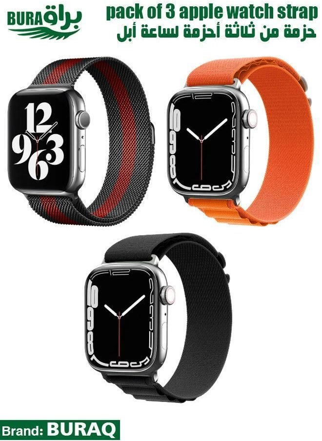 BURAQ - Apple Watch Band Strap For Apple Watch Ultra 2/Ultra 49mm, Series 10 46mm, 9/8/7 45mm, SE2/SE/6/5/4 44mm, 3/2/1 42mm - Image 1