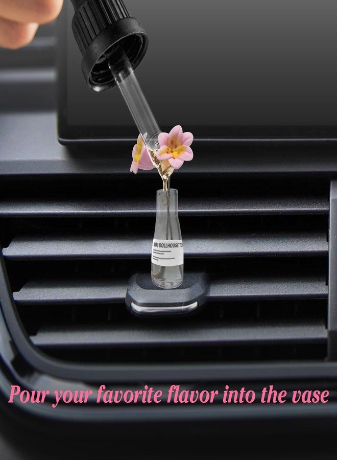 OYIXIO Cute Cat and Pink Lily Vase Car Decoration, Fun Car Interior Decoration Accessory for Car Rearview Mirrors and Dashboard, Suitable for Women's Kawaii Car Gifts. - Image 5