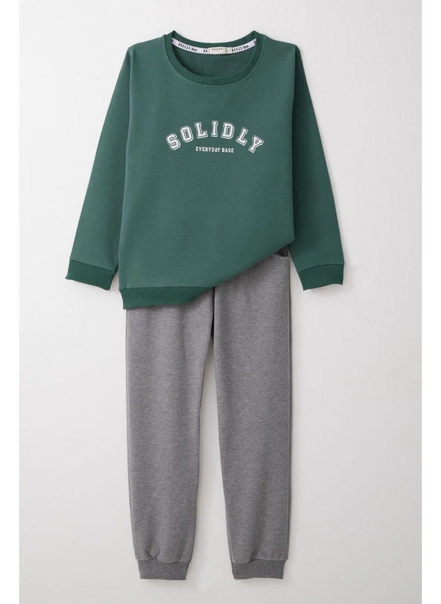 Breeze Boy's Tracksuit Printed Text 4-8 Years Old, Petrol Green