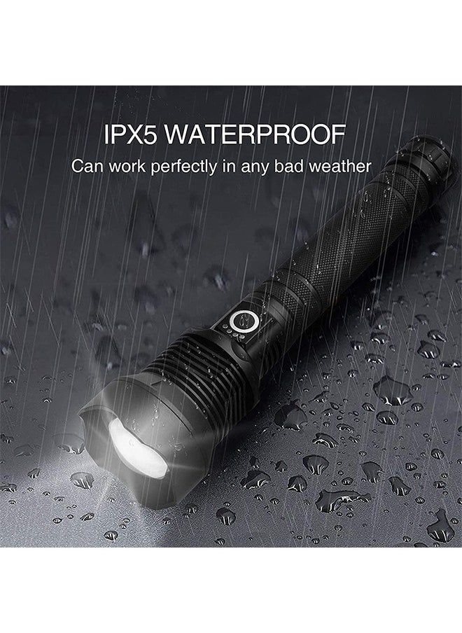 LED Rechargeable Flashlight High Brightness, Waterproof Flashlight with Batteries and 5 Modes, Handheld Flashlight, Suitable for Camping Emergency Use (Black)