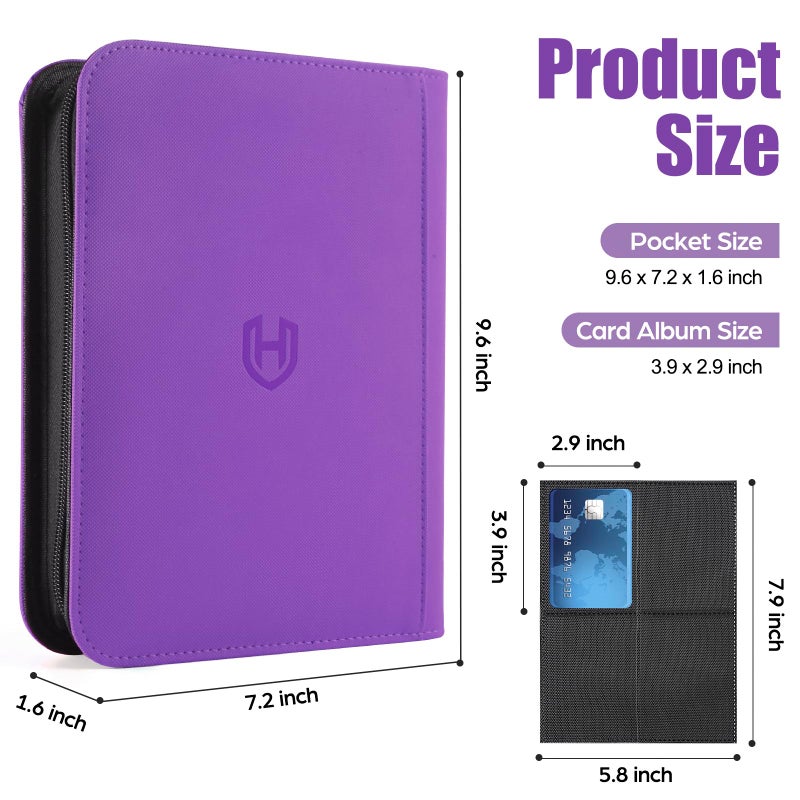 Pemocyny Card Binder 4 Pocket with Zipper, 288 Pockets Trading Card Holder Book, Premium PU Cover Zip Folder Binder, Side Loading Carrying Case Binder Album for TCG, MTG, Sports Cards, Game Cards - Image 3