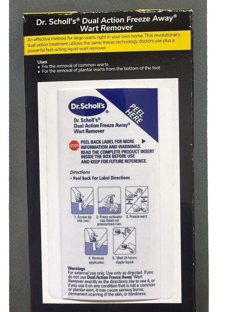 Dr. Scholl's مزيل الثآليل ثنائي المفعول Freeze Away®، 8 تطبيقات // العلاج بالتجميد + سائل الساليسيليك القوي سريع المفعول لإزالة الثآليل الشائعة والأخمصية، 0.33 أونصة سائلة، عدد واحد - Image 2