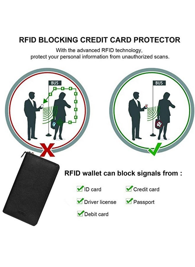 ABYS محفظة جواز سفر سوداء مصنوعة من الجلد الأصلي مع حماية RFID || غلاف موبايل || محفظة سفر || حافظة بطاقات عمل لـ 4 جوازات سفر للرجال والنساء - Image 3