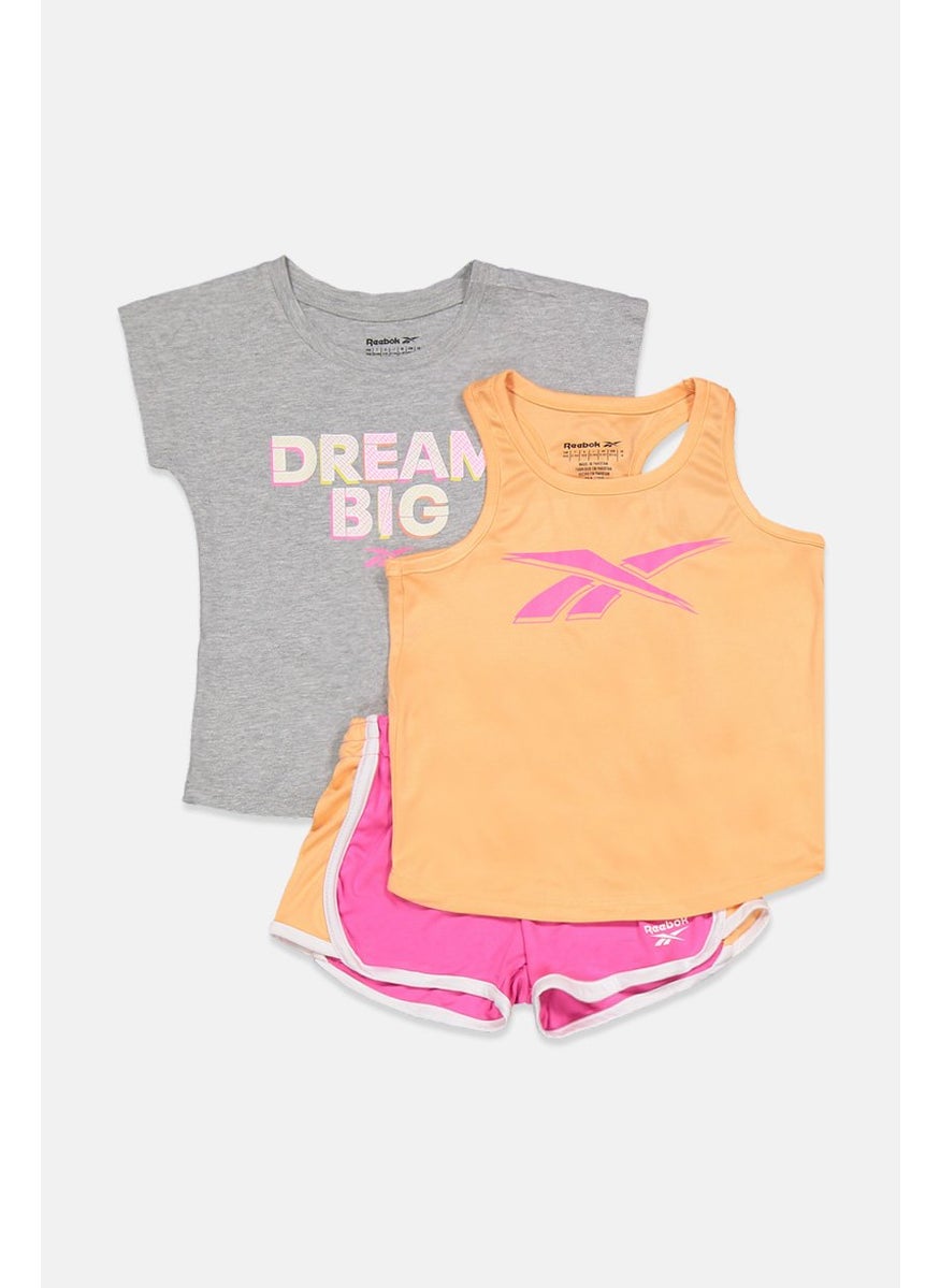 Kids Girl 3 Pieces Sportswear Fit Graphic Print Tank Top and Shorts, Grey and Coral - pzsku/ZBAE203461B3B8BBCAA5AZ/45/_/1736690885/b156f91c-06b5-44dd-9ce0-2bd6f5163255