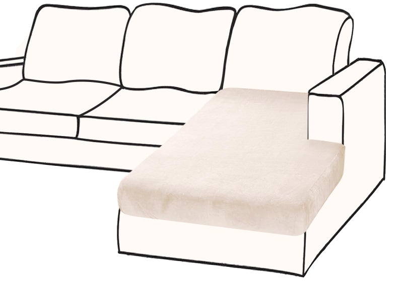 BT.WA Couch Cover 1 Piece Chaise Lounge Cover Velvet Sectional Couch Cushion Covers Separate L Shape Sofa Slipcovers Furniture Protector for Dogs Pets (Chaise or Sofa 3-Seater  Beige) - Image 1