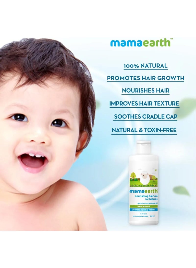 الارض ماما زيت مغذي لشعر الاطفال من ماما ايرث مع اللوز والافوكادو للاطفال الولادة الى 10 سنوات 200 مل - Image 2