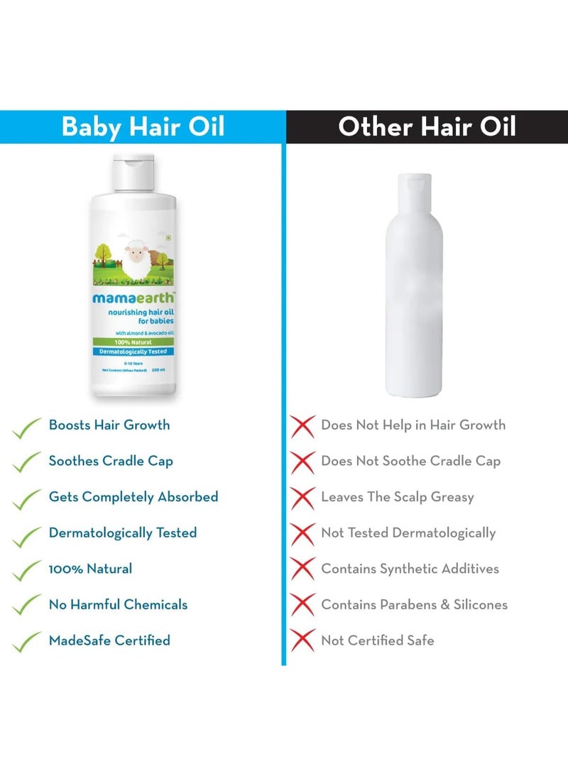 الارض ماما زيت مغذي لشعر الاطفال من ماما ايرث مع اللوز والافوكادو للاطفال الولادة الى 10 سنوات 200 مل - Image 3